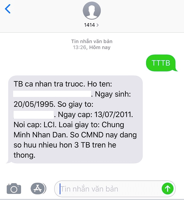 Thay đổi thông tin qua tin nhắn